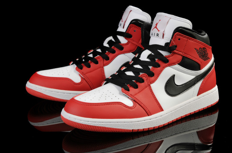 Air Jordan 1 Men Shoes White/Black/Red Online